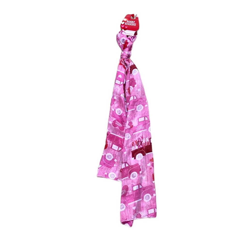 Pink Heart Valentine Love Scarf 11” x 60”